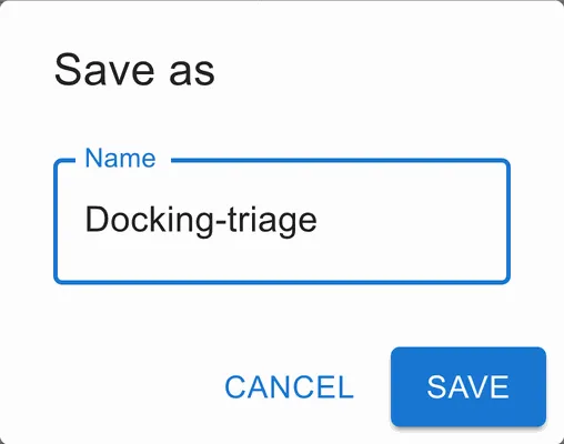 The Save as dialog, asking for a name.